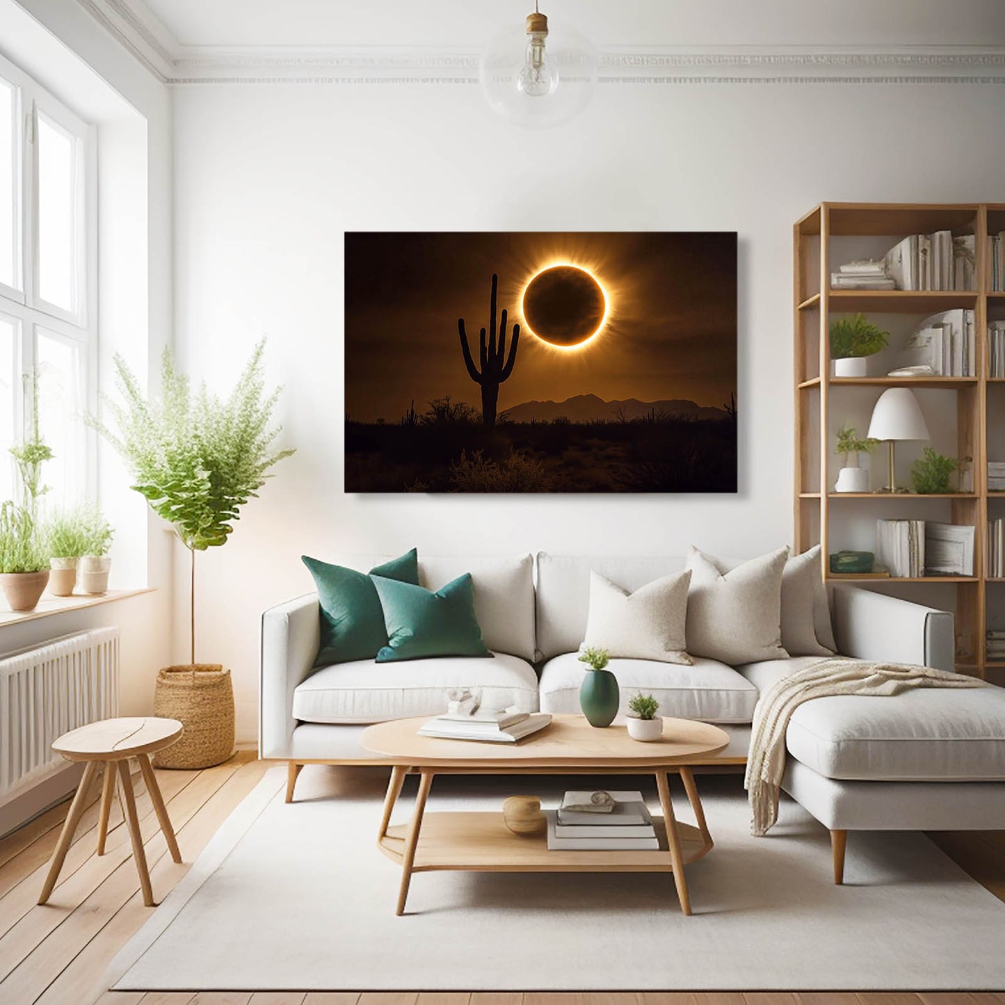 Eclipse Silhouette Cactus Canvas – styled in a furnished interior