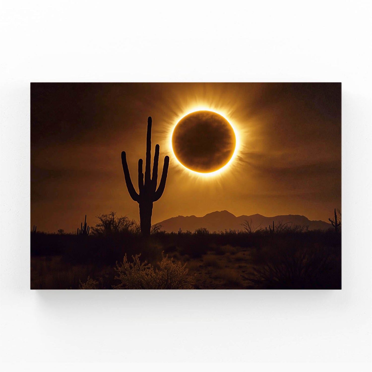 Eclipse Silhouette Cactus Canvas – eclipse silhouette cactus canvas print