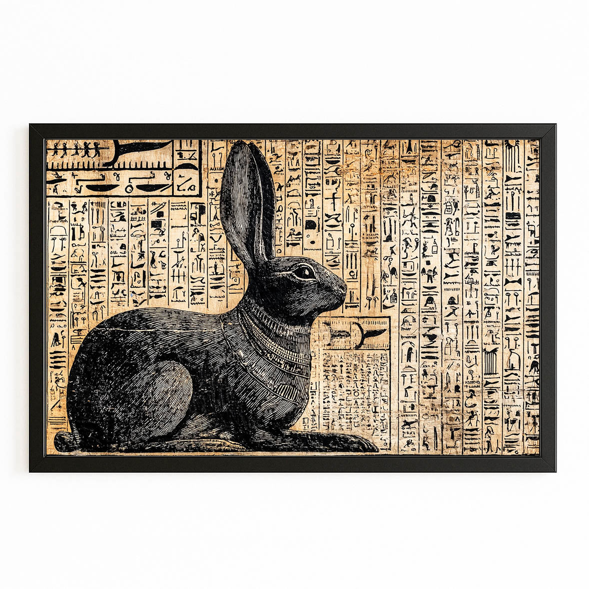 Egyptian Bunny Canvas – with Premium Black frame on white background