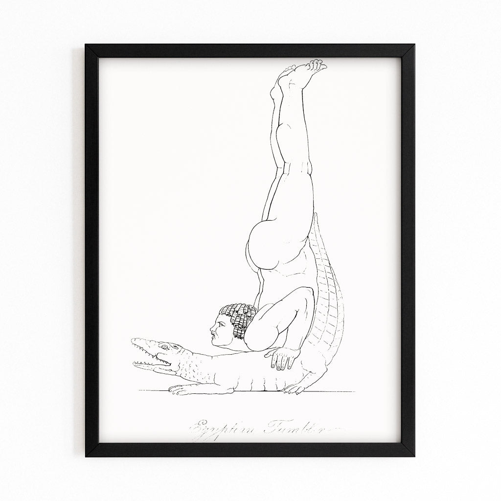 Egyptian Dancer Sketch Egyptian Canvas Art – with Premium Black frame on white background