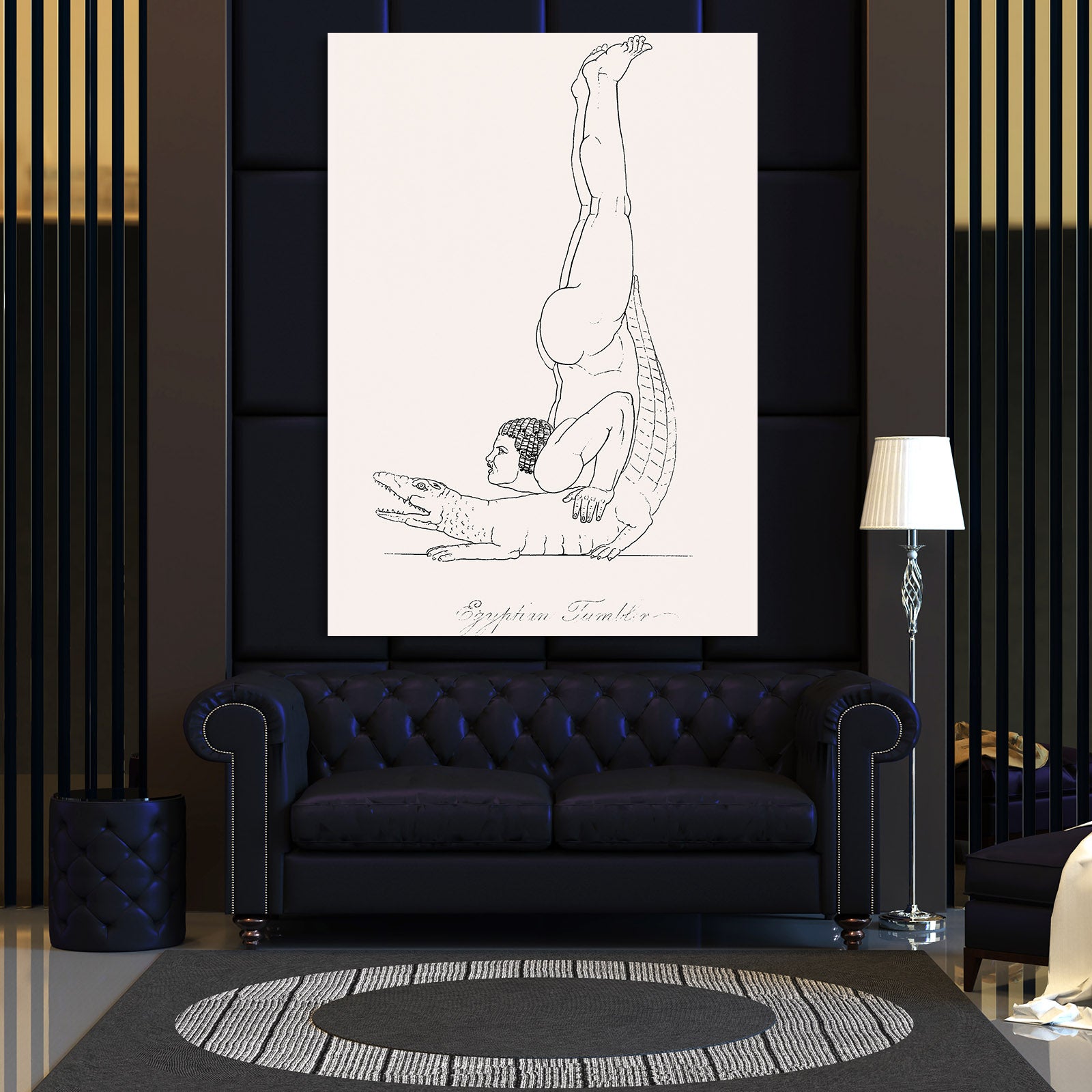Egyptian Dancer Sketch Egyptian Canvas Art – styled in a furnished interior