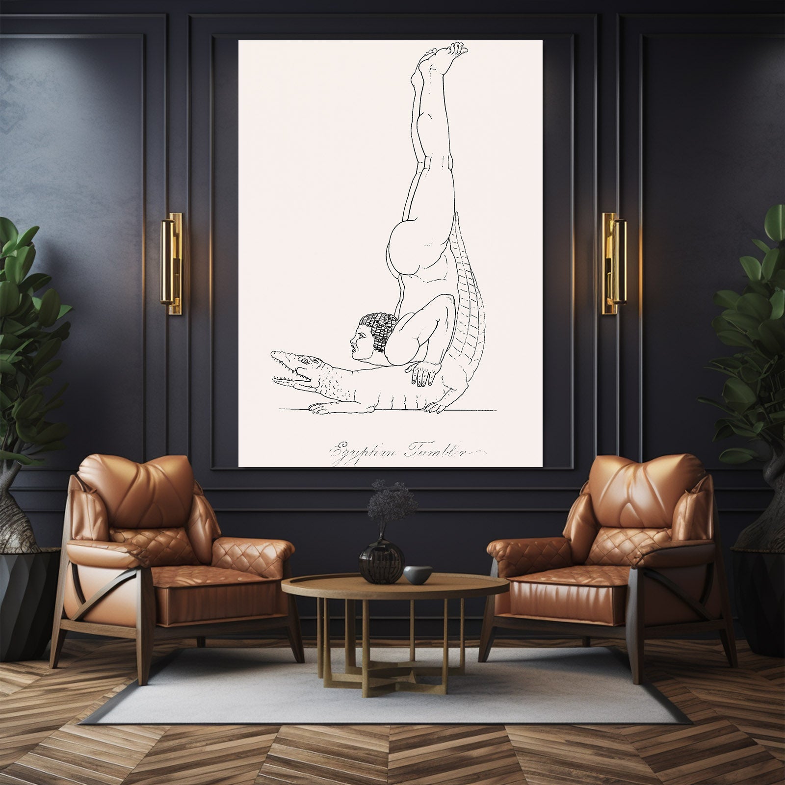 Egyptian Dancer Sketch Egyptian Canvas Art – styled in a furnished interior