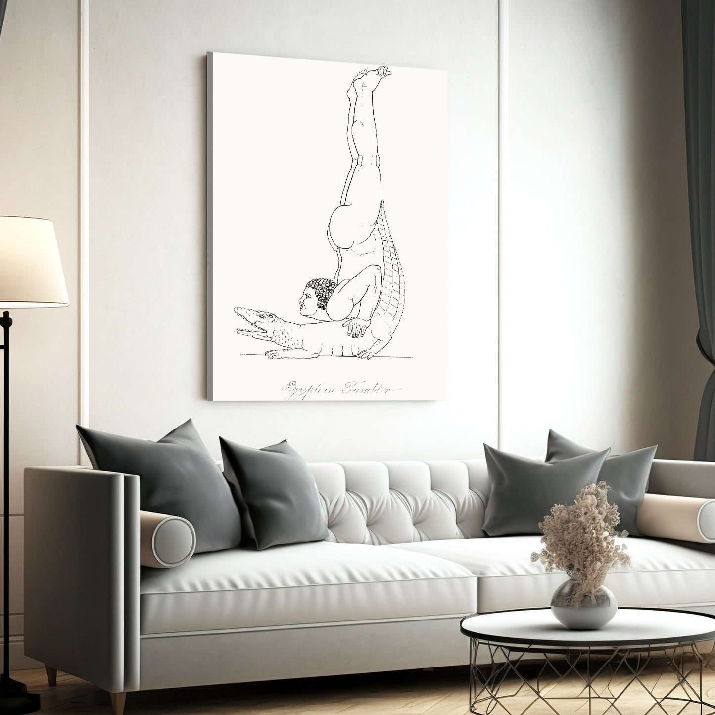 Egyptian Dancer Sketch Egyptian Canvas Art – styled in a furnished interior