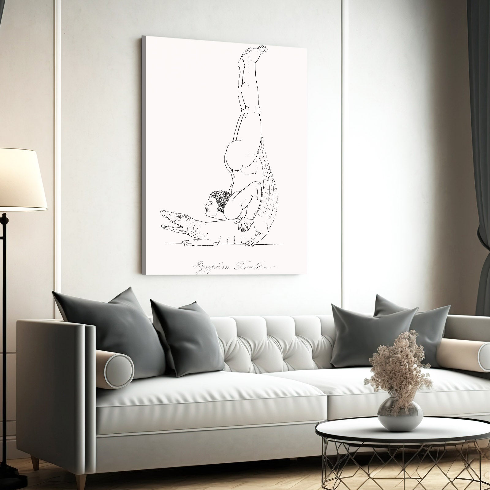 Egyptian Dancer Sketch Egyptian Canvas Art – styled in a furnished interior