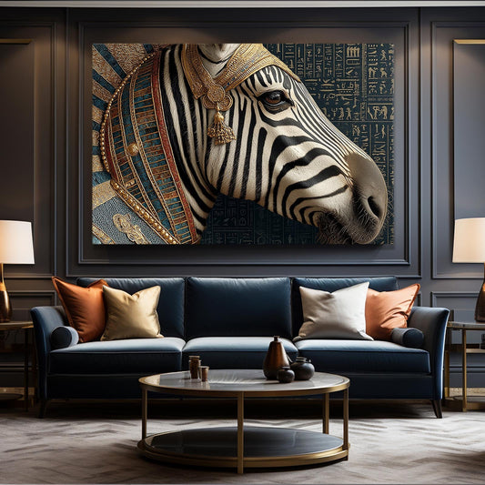 Egyptian Zebra Wall Art – styled in a furnished interior