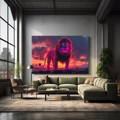 Electric Dawn Lion Wall Art