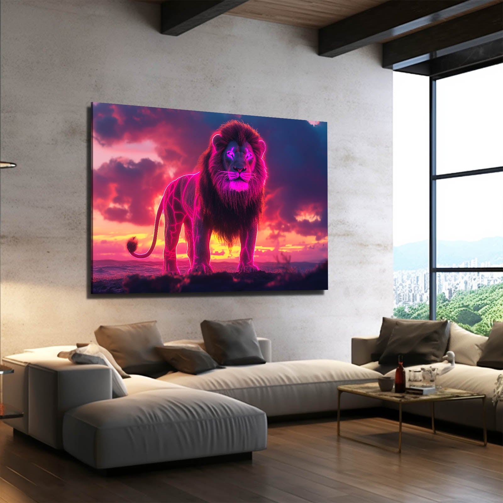 Electric Dawn Lion Wall Art