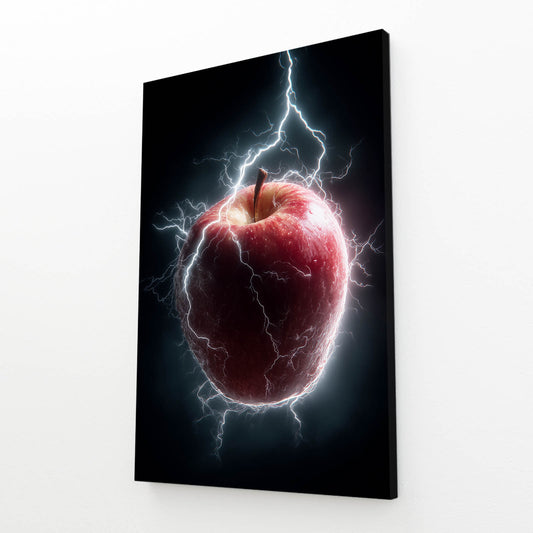 Electric Storm Apple Wall Art – angled canvas view on white background