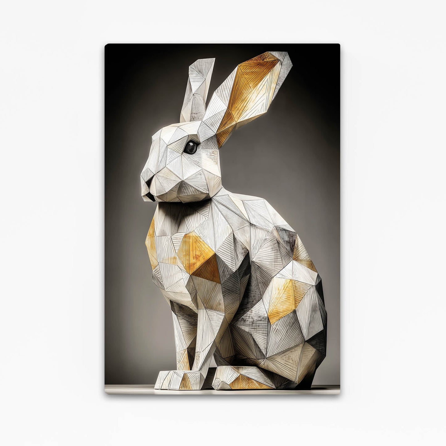 Elegant Bunny Art – angled canvas view on white background