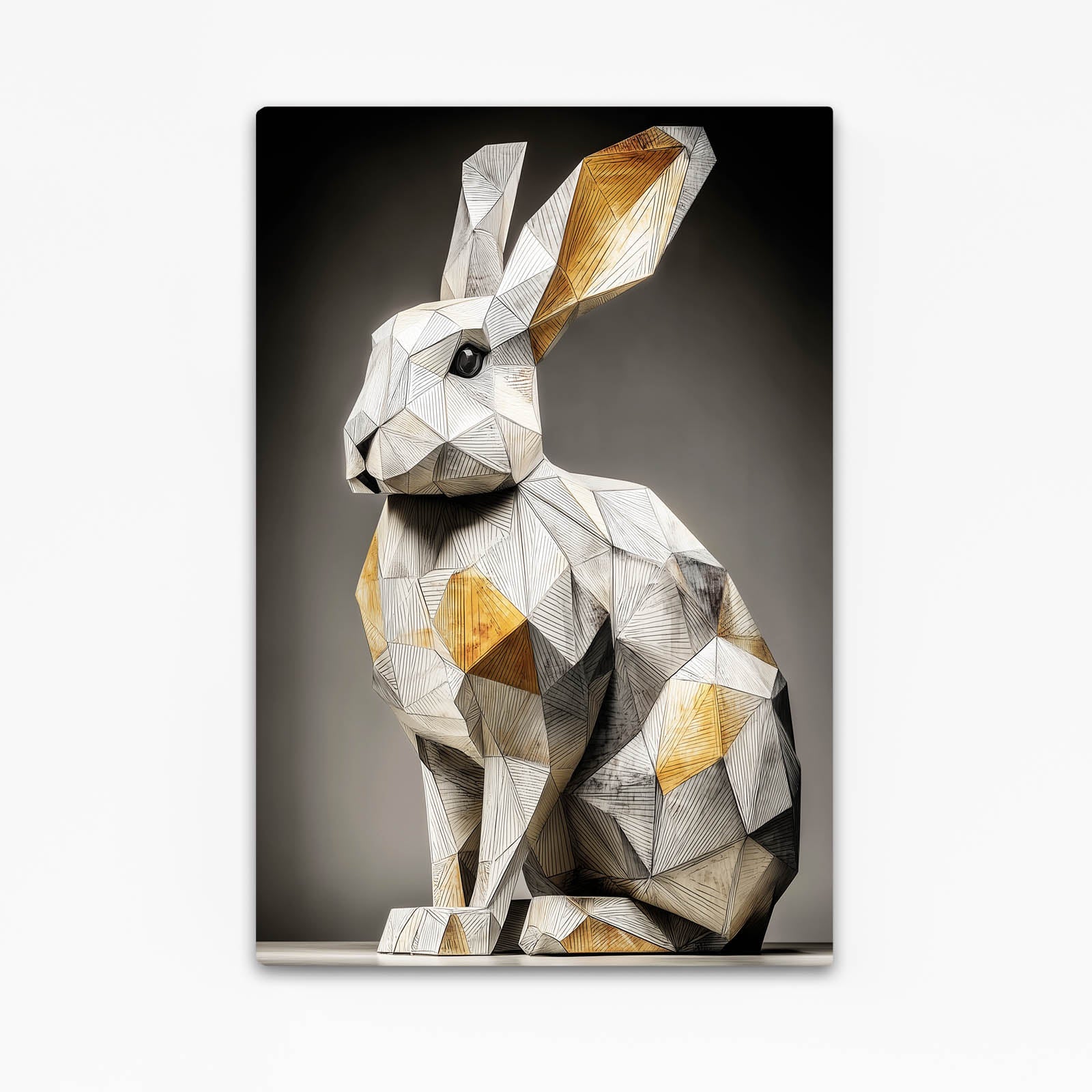 Elegant Bunny Art – angled canvas view on white background