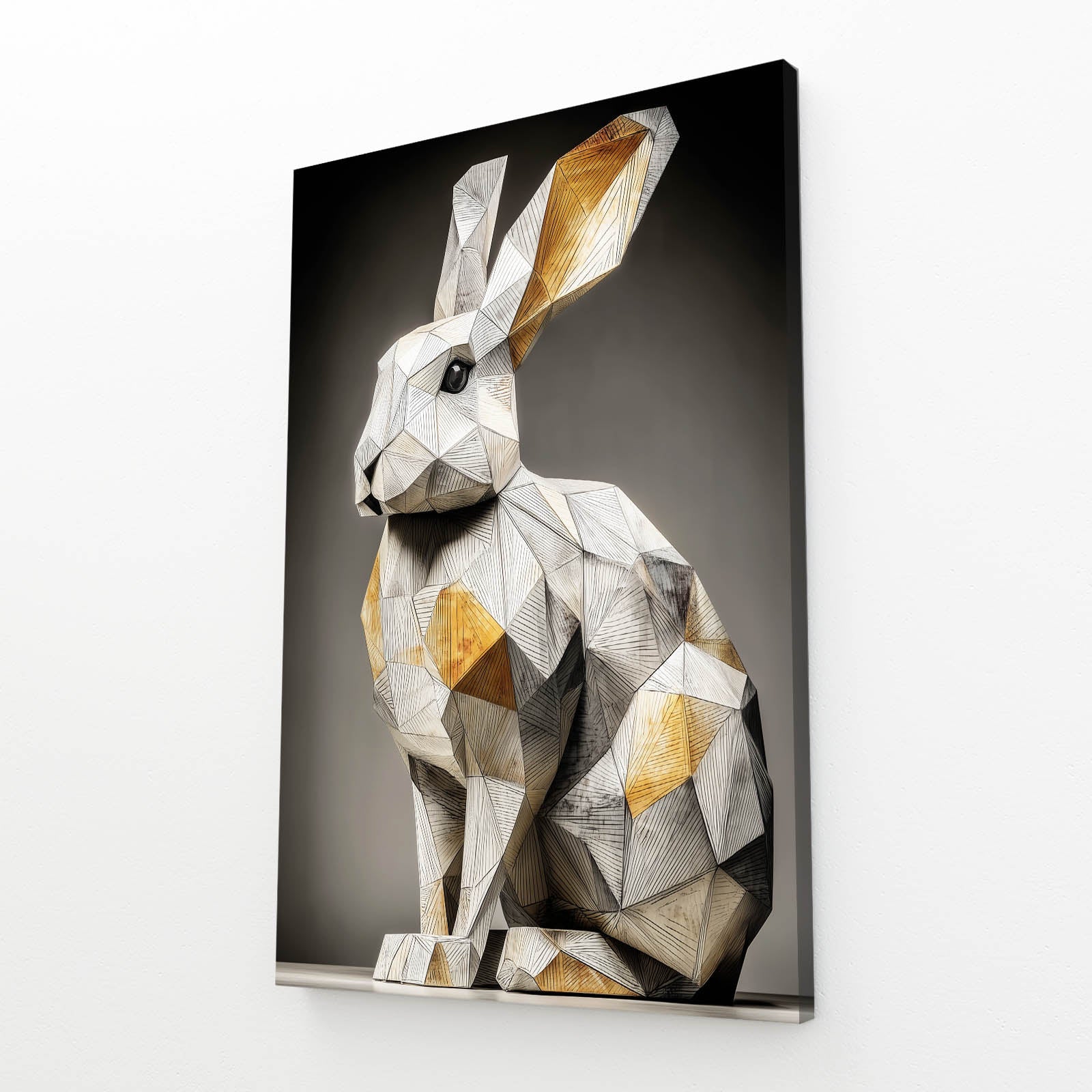 Elegant Bunny Art – angled canvas view on white background