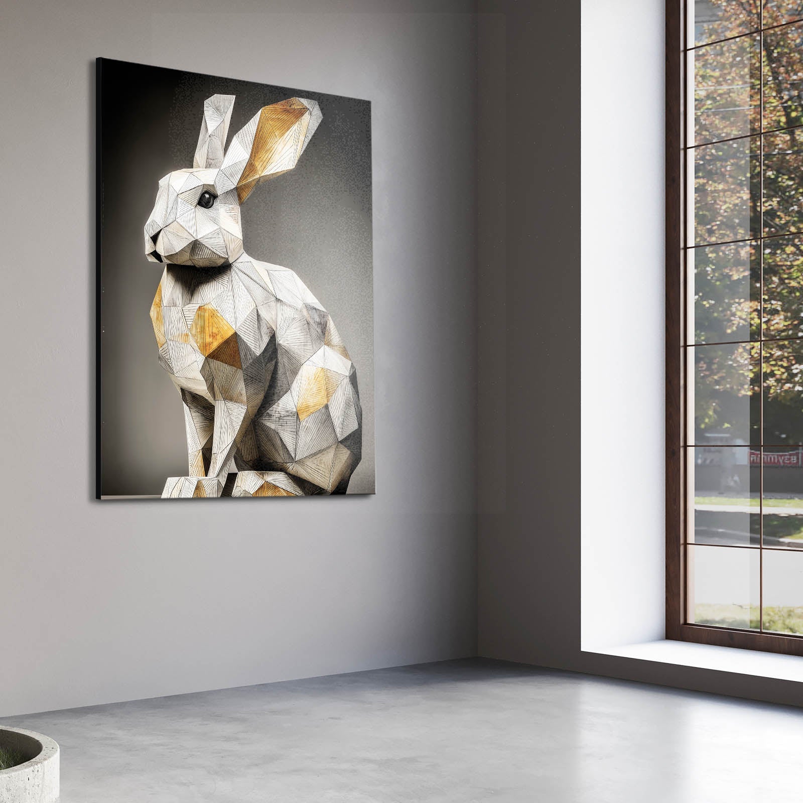 Elegant Bunny Art – angled canvas view on white background