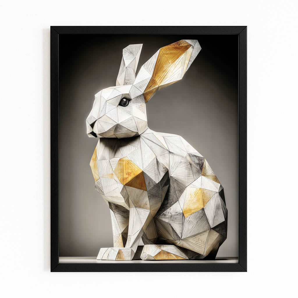 Elegant Bunny Art – with Premium Black frame on white background