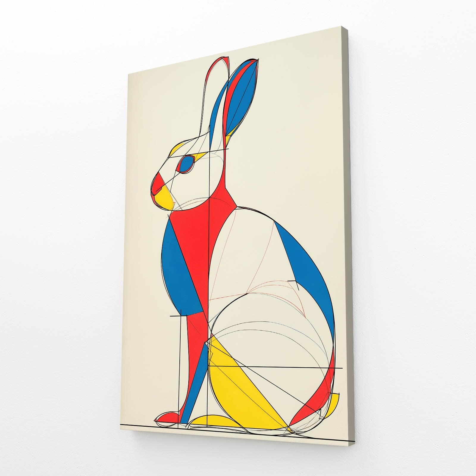 Elegant Bunny Wall Art – angled canvas view on white background