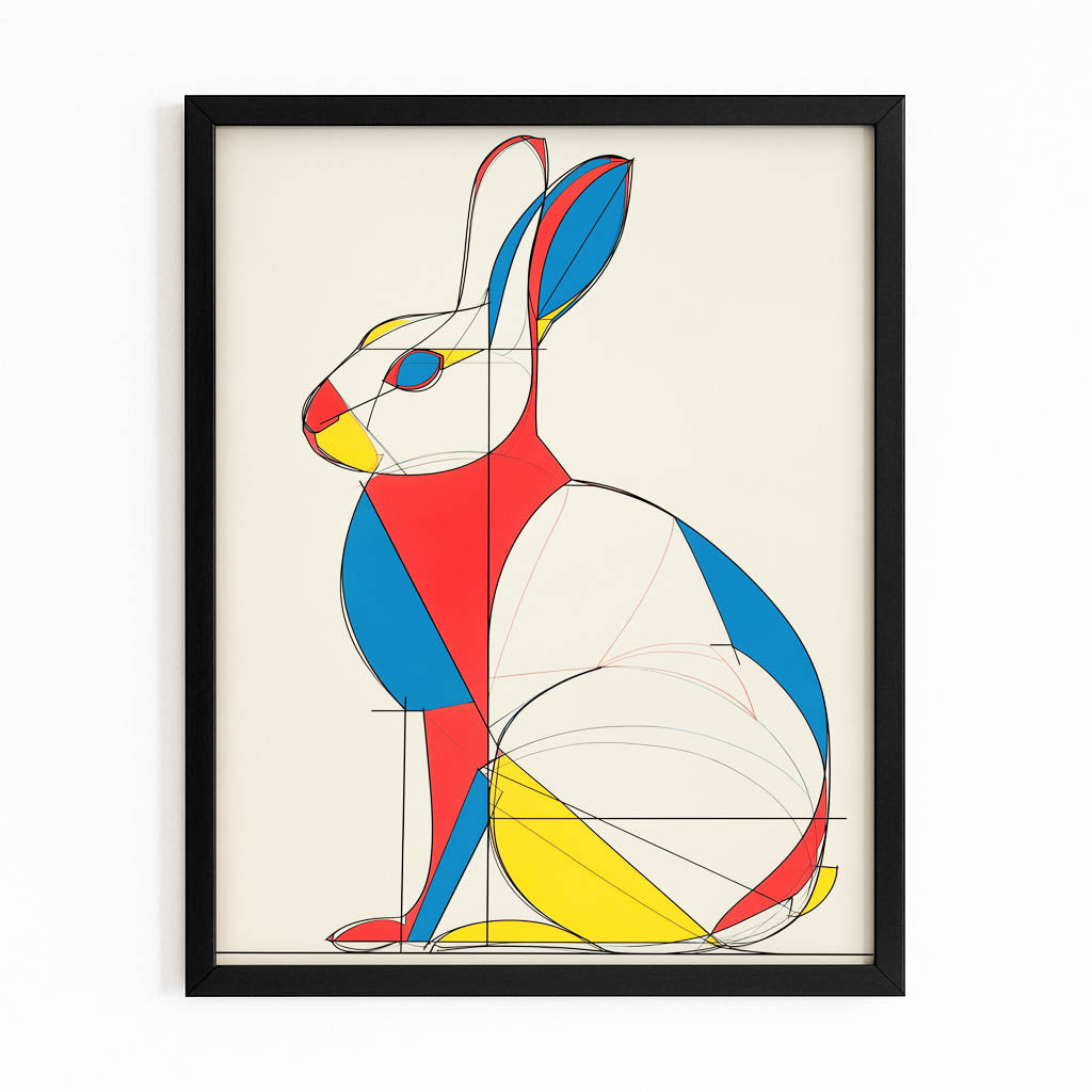 Elegant Bunny Wall Art – with Premium Black frame on white background