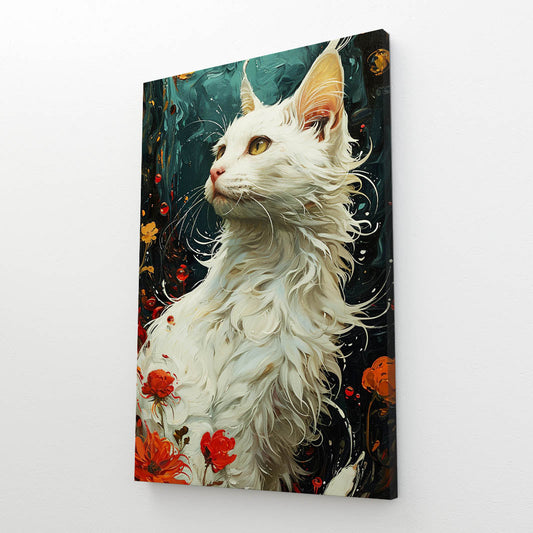Elegant White Cat Wall Art