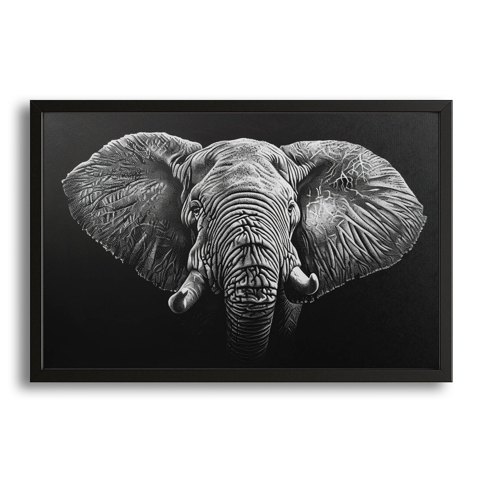 Elephant Art Black And White – canvas print on white background