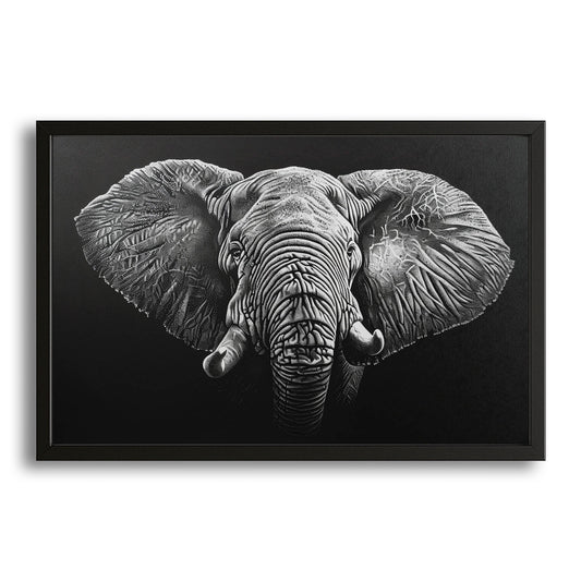 Elephant Art Black And White – canvas print on white background