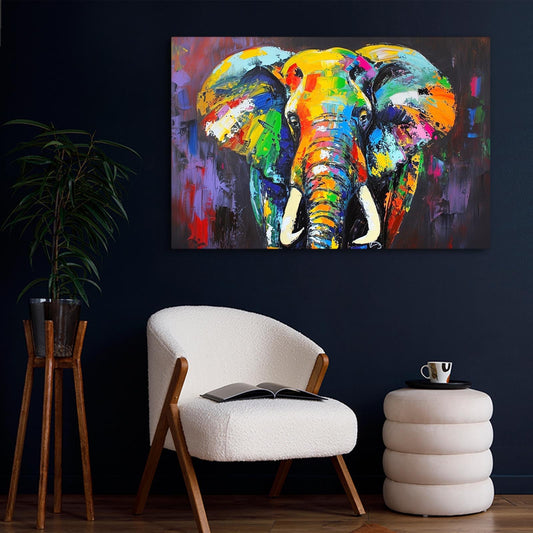 Elephant Art Prints — abstract canvas print in blue tones, view 3