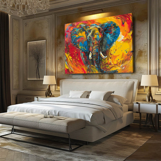 Elephant Colorful Art — abstract canvas print in orange tones, view 3