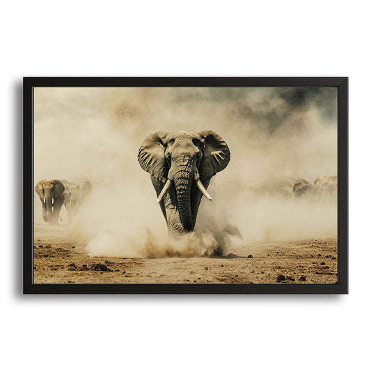 Elephant Dust Storm Wall Art – canvas print on white background