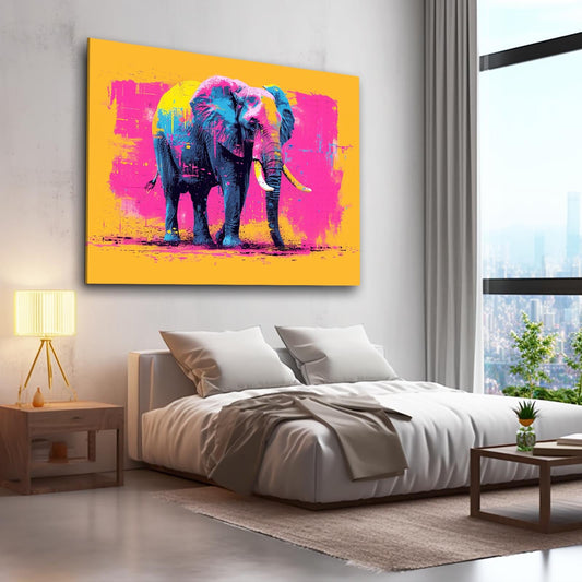 Elephant Flash Art — pop art canvas print in orange tones, view 3