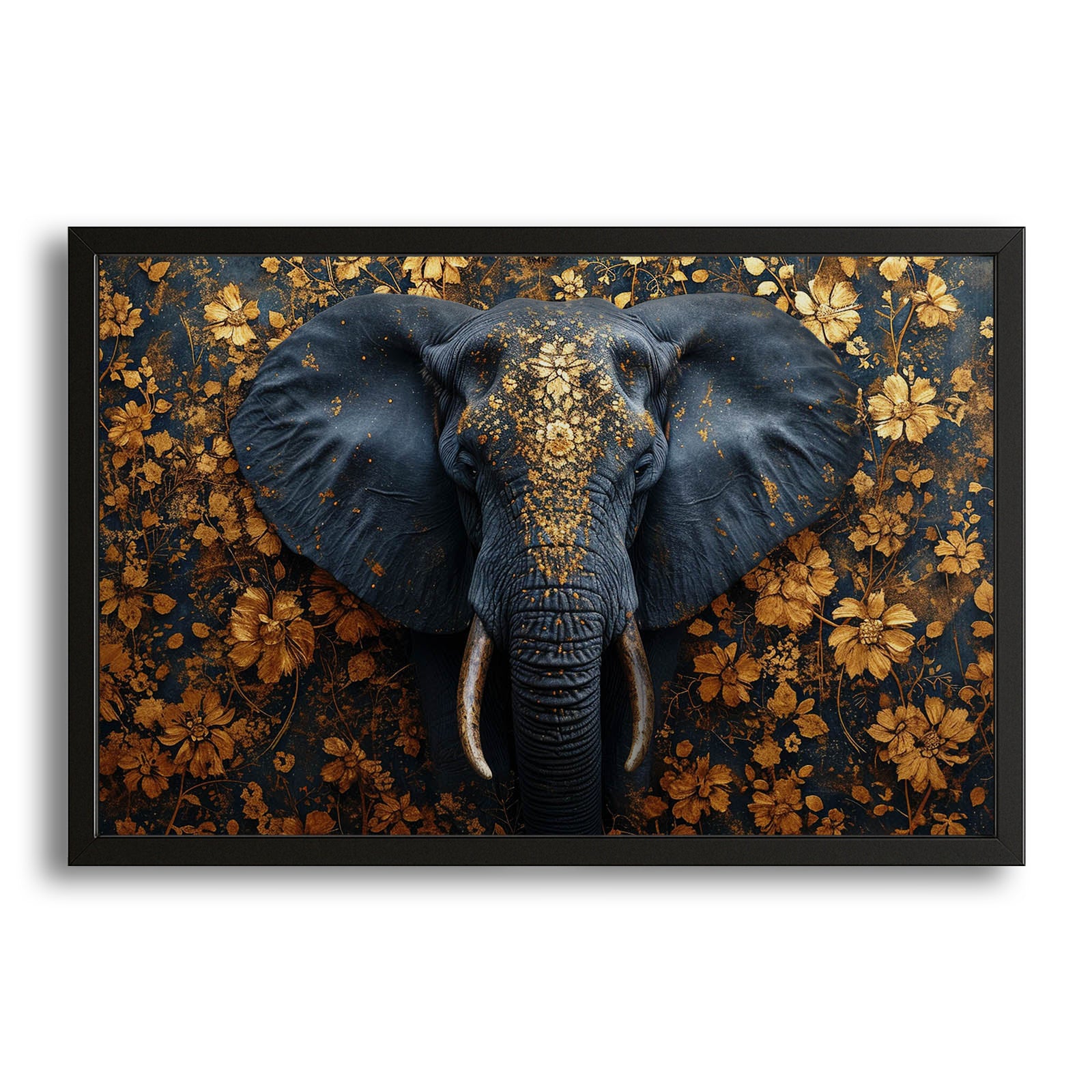 Elephant Floral Art — african art canvas print in brown tones, canvas print on white background