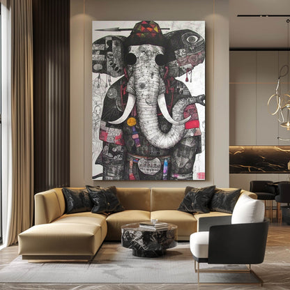 Elephant Line Art Collage