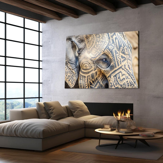 Elephant Mandala Art — african art canvas print in brown tones, view 3