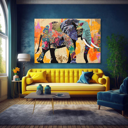 Elephant Mixed Media Art