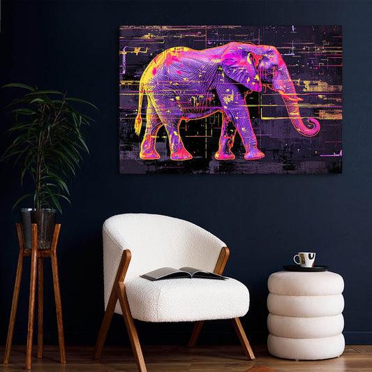 Elephant Modern Art — digital canvas print in purple tones, view 3