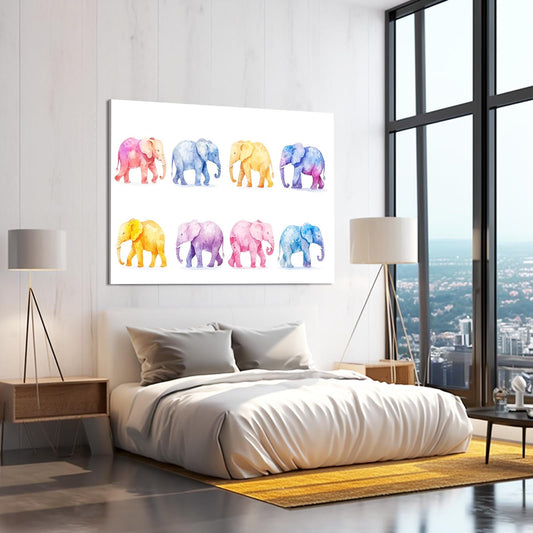Elephant Nursery Art Print — cute canvas print in white tones, view 3