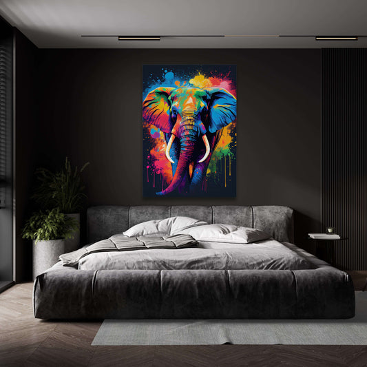 Elephant Pop Art Canvas — abstract canvas print in blue tones, view 3