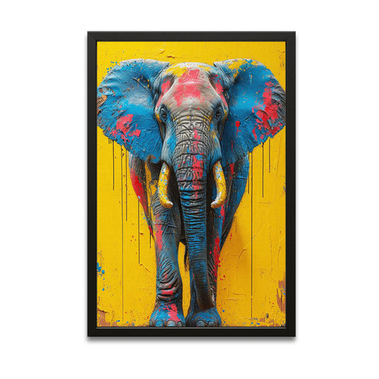 Elephant Street Style Art — contemporary canvas print in orange tones, canvas print on white background