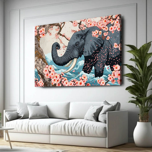 Elephant Wall Art — fantasy canvas print in white tones, view 3
