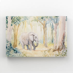 Elephant Watercolor Forest Art