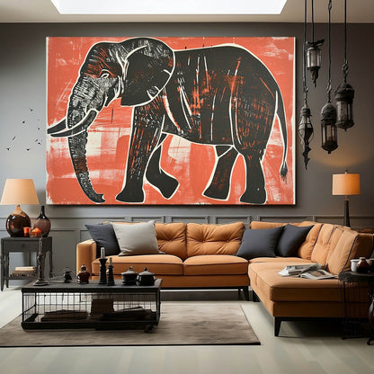 Elephant Woodcut Wall Art