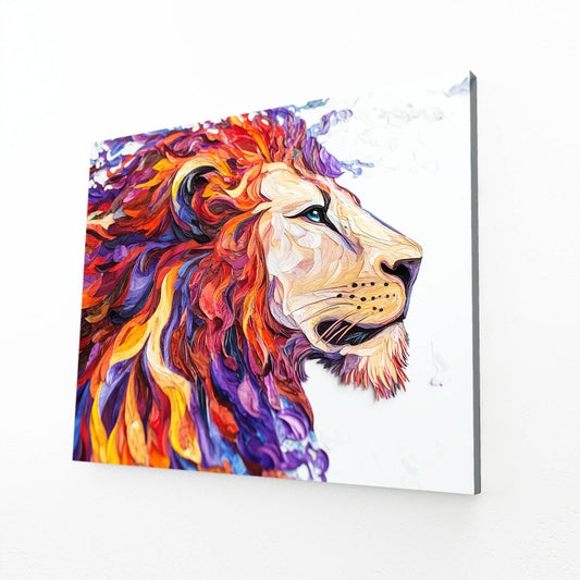 Ember Ink Profile Lion Canvas Art — contemporary canvas print, angled canvas view on white background