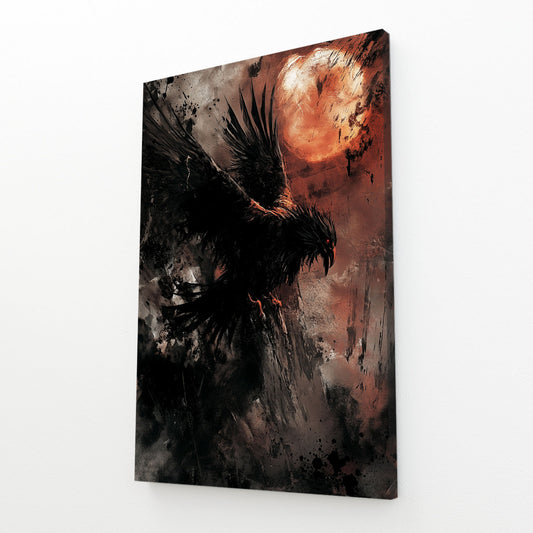 Ember Raven Storm Abstract Prints – angled canvas view on white background