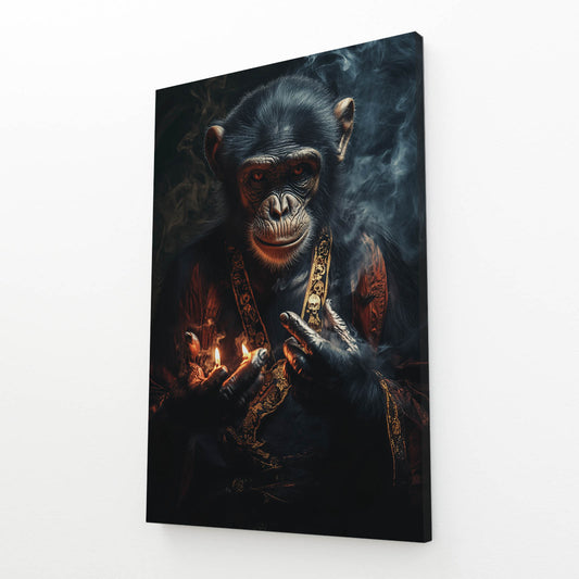 Ember Smoke Cigar Monkey Canvas – angled canvas view on white background