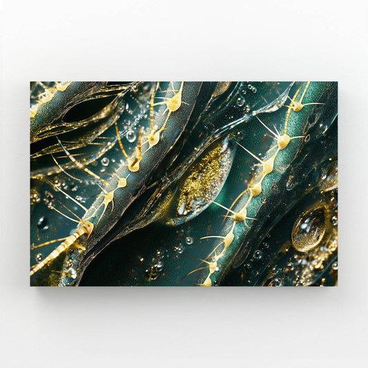 Emerald Dew Macro Cactus Prints — photography canvas print, angled canvas view on white background