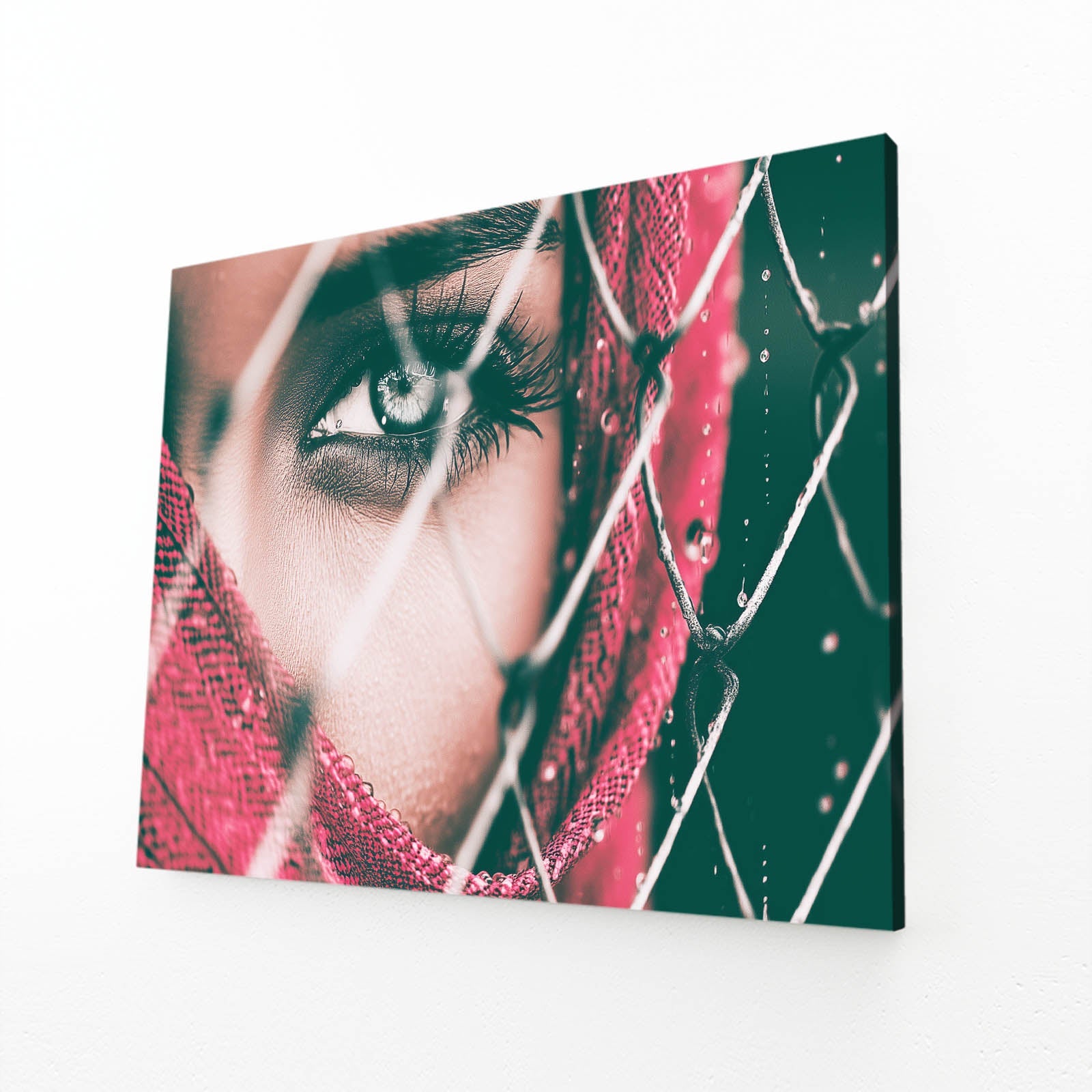 Emerald Eye Photography Print – angled canvas view on white background