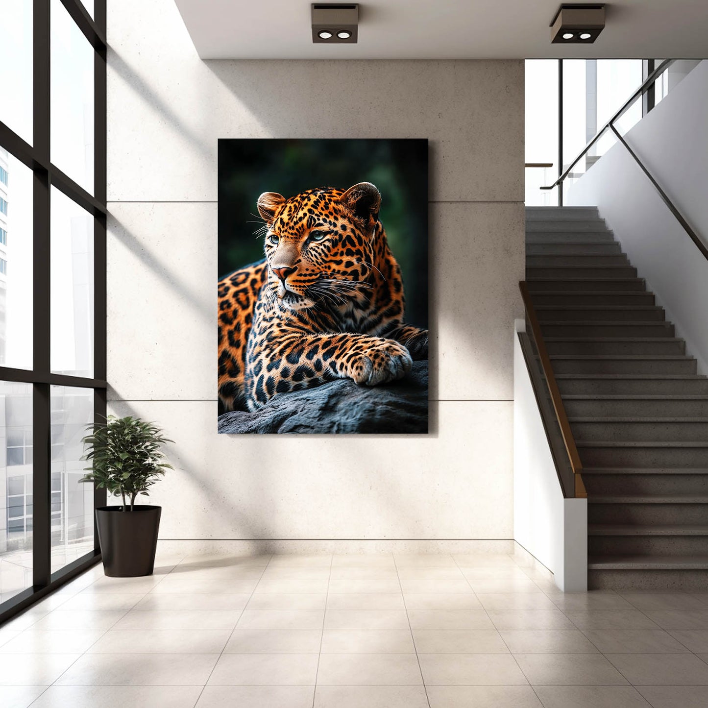 Emerald Foliage Rest Leopard Prints – styled in a furnished interior