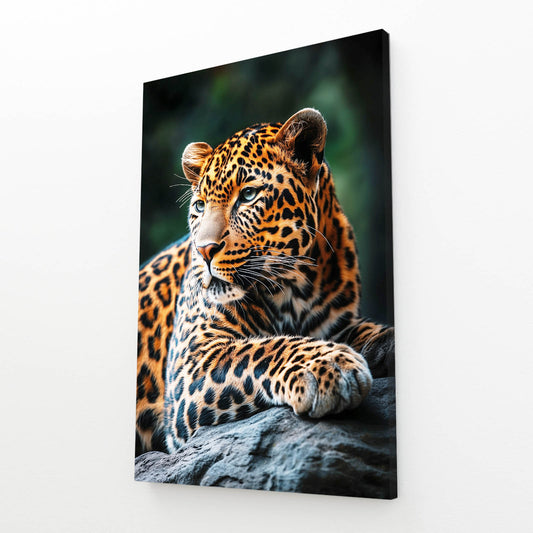 Emerald Foliage Rest Leopard Prints – angled canvas view on white background