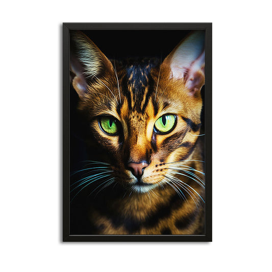 Emerald Gaze Cat Art – canvas print on white background