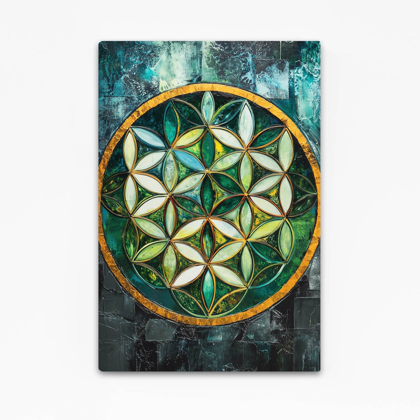 Emerald Glass Wheel Flower Of Life Wall Art – emerald glass wheel flower of life canvas print