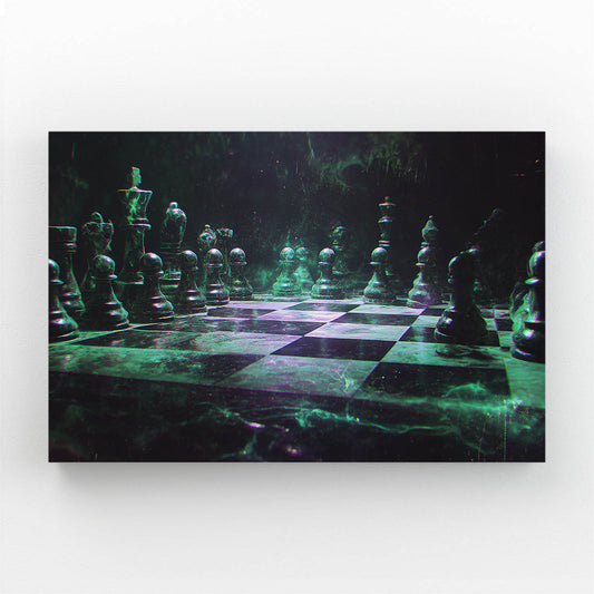 Emerald Glow Board Chess Art – emerald glow board chess canvas print