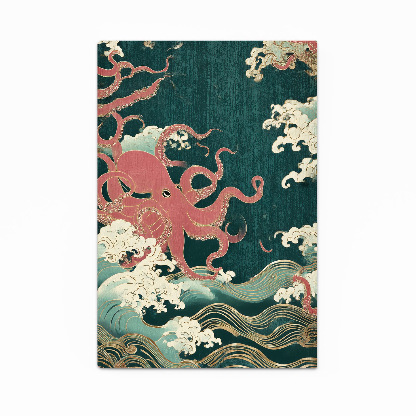 Emerald Wave Scroll Octopus Canvas – emerald wave scroll octopus canvas print