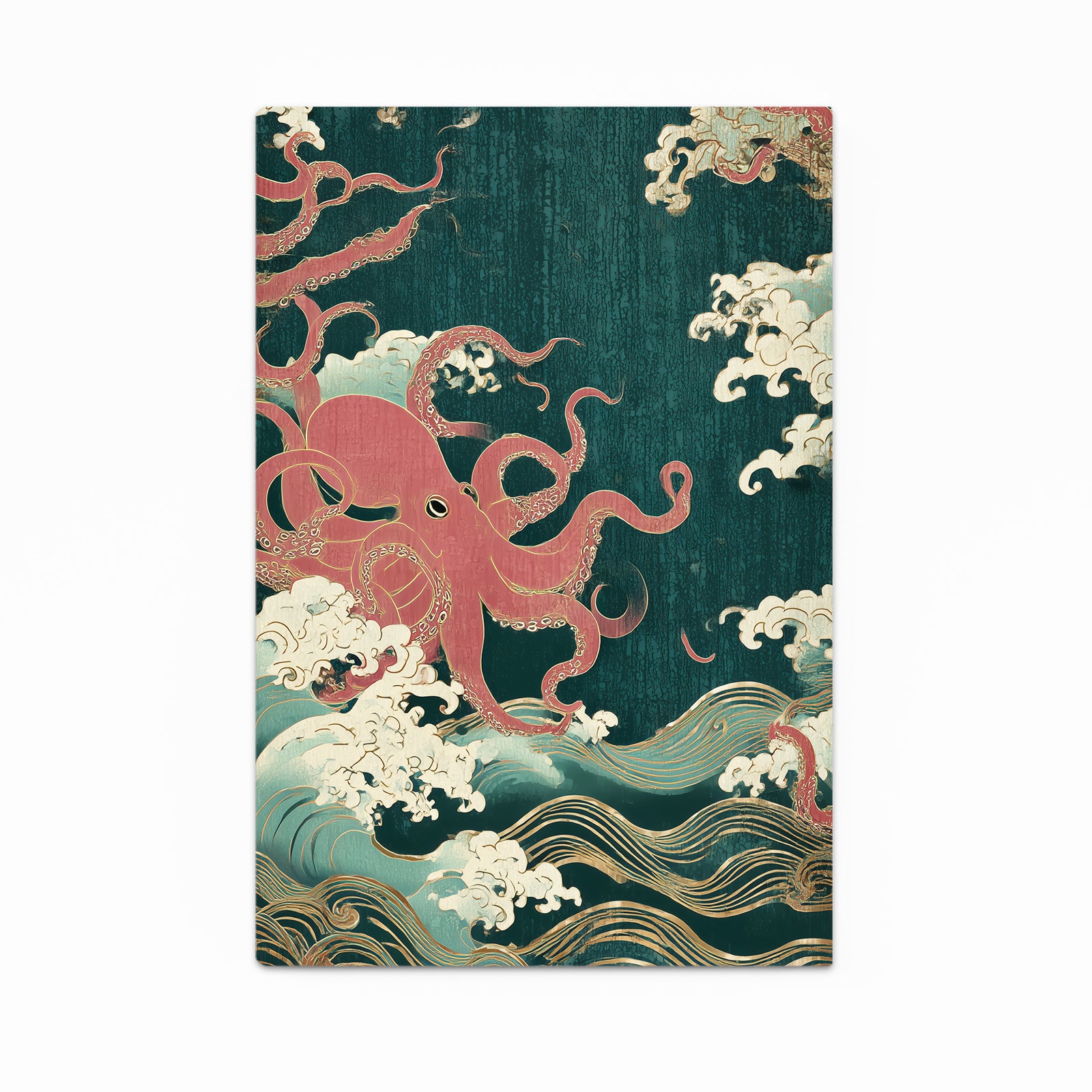 Emerald Wave Scroll Octopus Canvas – emerald wave scroll octopus canvas print