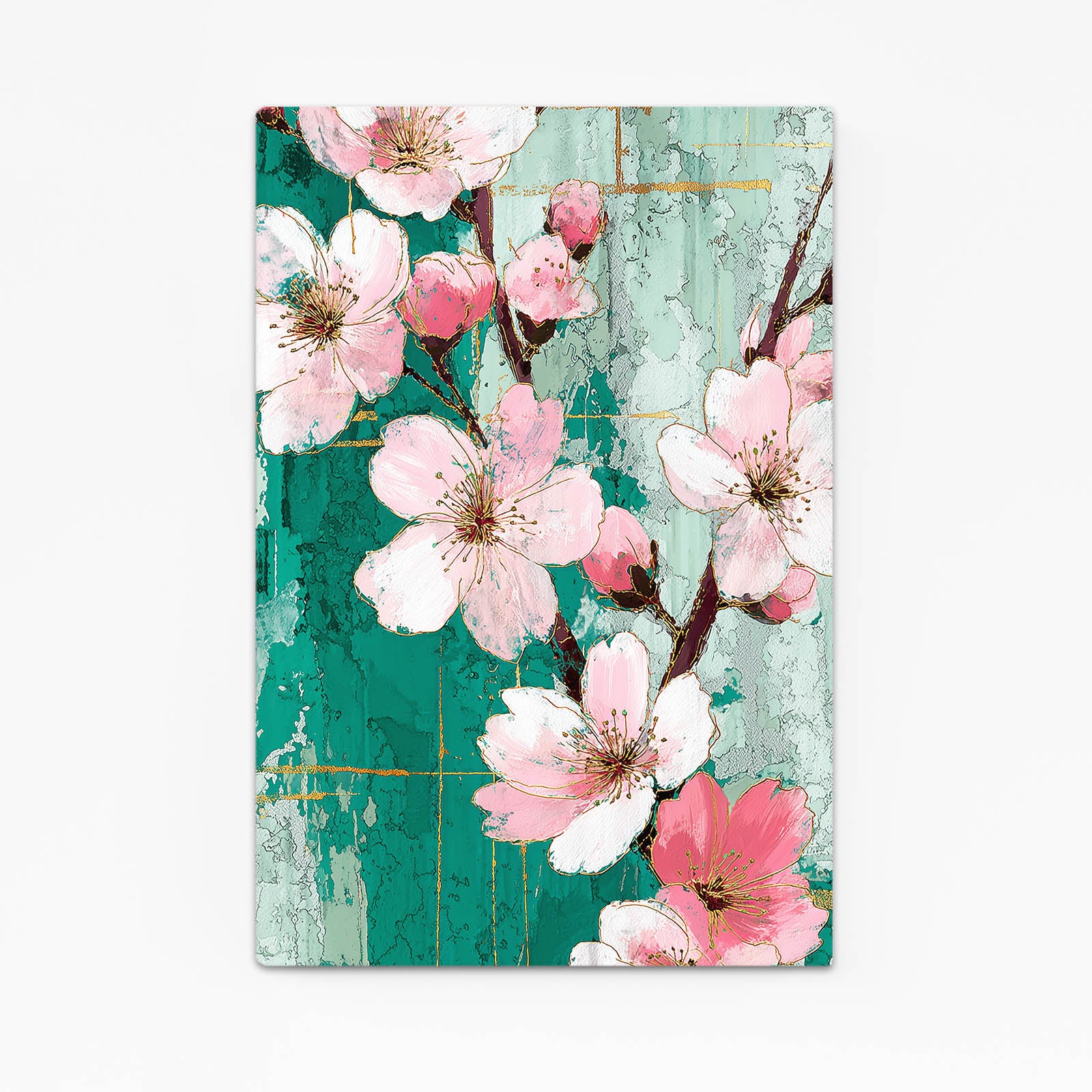 Emerald Wood Panel Cherry Blossom Wall Decor – emerald wood panel cherry blossom canvas print